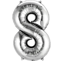 בלון הליום סיפרה 8 בצבע כסף גודל ״34 אינצ