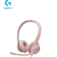 אוזניות עם מיקרופון וחיבור USB Logitech H390 – צבע ורוד