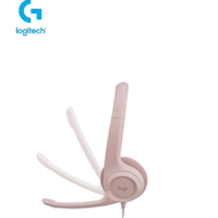 אוזניות עם מיקרופון וחיבור USB Logitech H390 – צבע ורוד