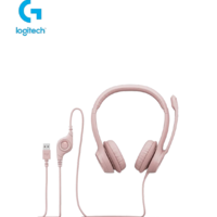 אוזניות עם מיקרופון וחיבור USB Logitech H390 – צבע ורוד