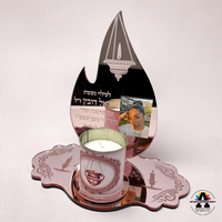 נר זיכרון בחריטה אישית עם תמונה - רוזגולד