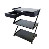 עגלת קוסמטיקה 3 מדפי עץ ושתי מגירות אחסון - Cosmetics cart