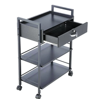 עגלת קוסמטיקה 3 מדפי עץ ומגירת אחסון - Cosmetics cart