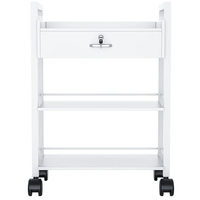 עגלת קוסמטיקה 3 מדפי עץ ומגירת אחסון - Cosmetics cart