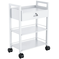 עגלת קוסמטיקה 3 מדפי עץ ומגירת אחסון - Cosmetics cart