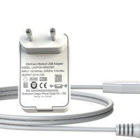 שנאי / מטען USB בתקן רפואי - 2 אמפר עם כבל באורך 1.8 מ'