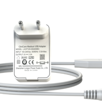 שנאי / מטען USB בתקן רפואי - 2 אמפר עם כבל USB A - Round 5.5