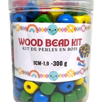חרוזי עץ - ערכת חרוזי עץ בצבעים מעורבים – Wood Bead Kit