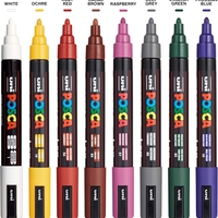 סט 8 טושים אקריליים גוונים כהים  Posca PC-5M