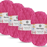 חוט קטיפה לסריגה Kartopu Yumurcak – צבע ורוד פוקסיה