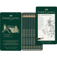סט עפרונות גרפיט Faber-Castell 9000 - 12 דרגות קושי לציור מקצועי