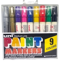 סט טושים על בסיס שמן 9 צבעים - UNI Paint Markers