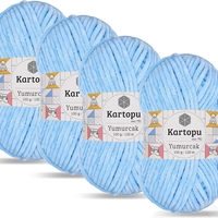 חוט קטיפה לסריגה Kartopu Yumurcak – צבע תכלת