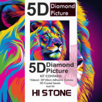 ערכת תמונת יהלומים 5D HI STONE -אריה צבעוני- 30x40 ס
