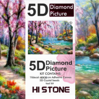 ערכת תמונת יהלומים 5D HI STONE - נחל ציורי ופריחה באביב- 30x40 ס