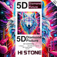ערכת תמונת יהלומים 5D HI STONE - זאב בחלל - 20x20 ס