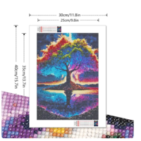 ערכת תמונת יהלומים 5D HI STONE -עץ צבעוני בשקיעה - 30x40 ס