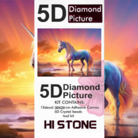 ערכת תמונת יהלומים 5D HI STONE - חד קרן בשקיעה - 30x20 ס