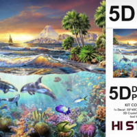 ערכת תמונת יהלומים 5D HI STONE - דולפינים ונוף אוקיינוס - 50x40 ס