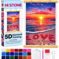ערכת ציור יהלומים 5D – שקיעה רומנטית בחוף הים LOVE – גודל 30×40 ס״מ – HI STONE