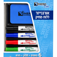 סט טושים צבעוניים ללוח מחיק עם מחק ומעמד – 8 יחידות Viner Line