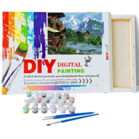 ערכת ציור לפי מספרים DIY - נוף כפרי בהרים | Digital Painting