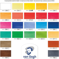 סט צבעי מים איכותי של Van Gogh – 24 פלטות כולל מכחול ומגש ערבוב.