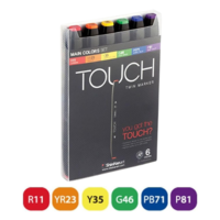 ערכת טושים Touch Twin 6 צבעים - סט בסיסי על בסיס אלכוהול דו-צדדי