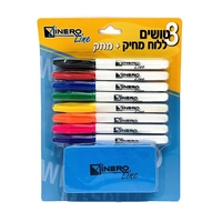 סט טושים צבעוניים ללוח מחיק עם מחק – 8 יחידות Viner Line