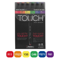 ערכת טושים Touch Twin 6 צבעים - סט בסיסי על בסיס אלכוהול דו-צדדי