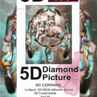 ערכת תמונת יהלומים 5D HI STONE - זאבים וחישוק נוצה -50x40 ס