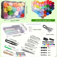ערכת ליבוד צמר (Felting) – 45 צבעים + סט מחטים ואביזרים