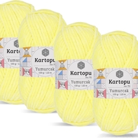 חוט קטיפה לסריגה Kartopu Yumurcak – צבע צהוב לימוני