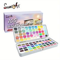 ערכת צבעי מים 100 צבעים במארז מתכת יוקרתי SeamiArt