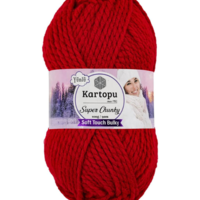 חוט צמר עבה לסריגה Kartopu Super Chunky – צבע אדום עז