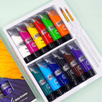 סט צבעי אקריליק איכותיים – 12 צבעים × 30 מ