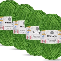 חוט קטיפה לסריגה Kartopu Yumurcak – צבע ירוק
