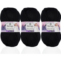 חוט צמר עבה לסריגה Kartopu Super Chunky – צבע שחור