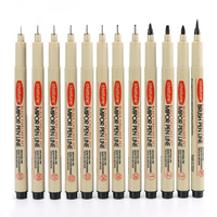 סט 12 עטי פיינליינר שחור Mipor Pen Line