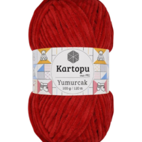 חוט קטיפה לסריגה Kartopu Yumurcak – צבע אדום כהה