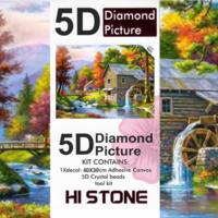 ערכת תמונת יהלומים 5D HI STONE - טחנת מים בסתיו - 30x40 ס