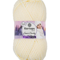 חוט צמר עבה לסריגה Kartopu Super Chunky – צבע קרם