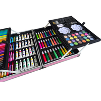 סט ציור מקצועי 145 חלקים במזוודה – ערכת יצירה מלאה לילדים ולמתחילים