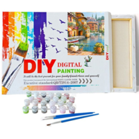 ערכת ציור לפי מספרים DIY - נוף כפרי על שפת האגם | Digital Painting