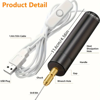 מקדח מיני USB עם סט 400 עיניות הברגה לתכשיטים ויצירה