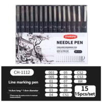 סט 15 עטי פיגמנט שחורים לציור מדויק – Chotune Needle Pen