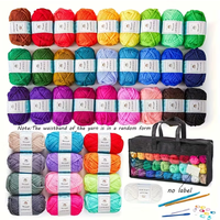 ערכת סריגה וקרושה – 40 גלילי חוט אקריליק צבעוניים + אביזרים