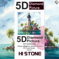 ערכת תמונת יהלומים 5D HI STONE - מגדלור על אי קטן - 20x20 ס