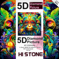 ערכת תמונת יהלומים 5D HI STONE - קוף צבעוני ביער - 20x20 ס
