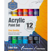סט צבעי אקריליק איכותיים – 12 צבעים × 30 מ